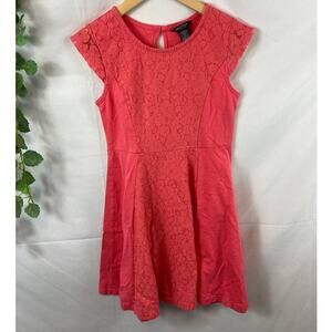 Nautica Girls Pink Lace Detail Fit and Flare Dress 10